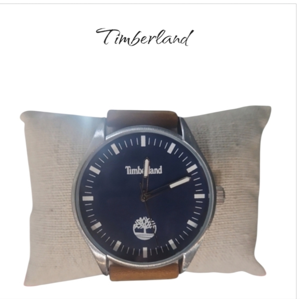 Timberland Men's Brown Leather Strap Wrist Blue Watch